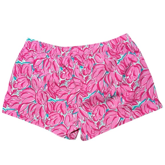 Lauren James Pink Floral Tulip Swim Board Nylon Athletic Gym Shorts Large - Picture 5 of 8